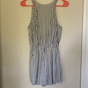 Black and white stripe romper